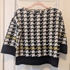 Camomilla Wool Blend Black and White Houndstooth Sweater. Italy. Size Large.